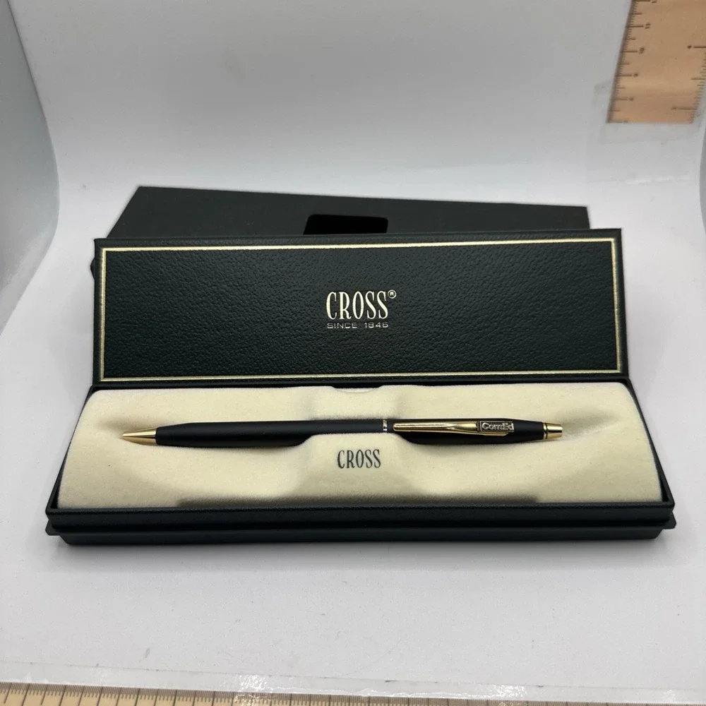 Cross Classic Century 2502 Matte Black Gold Trim Ballpoint Pen ComEd Logo Boxed
